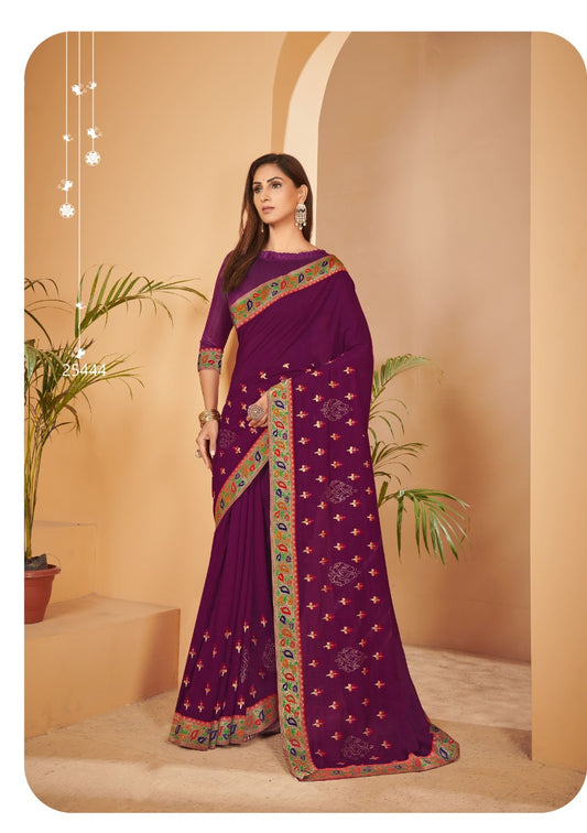 Vishalakshi Designer Georgette Saree with Intricate Border & Butti Embroidery