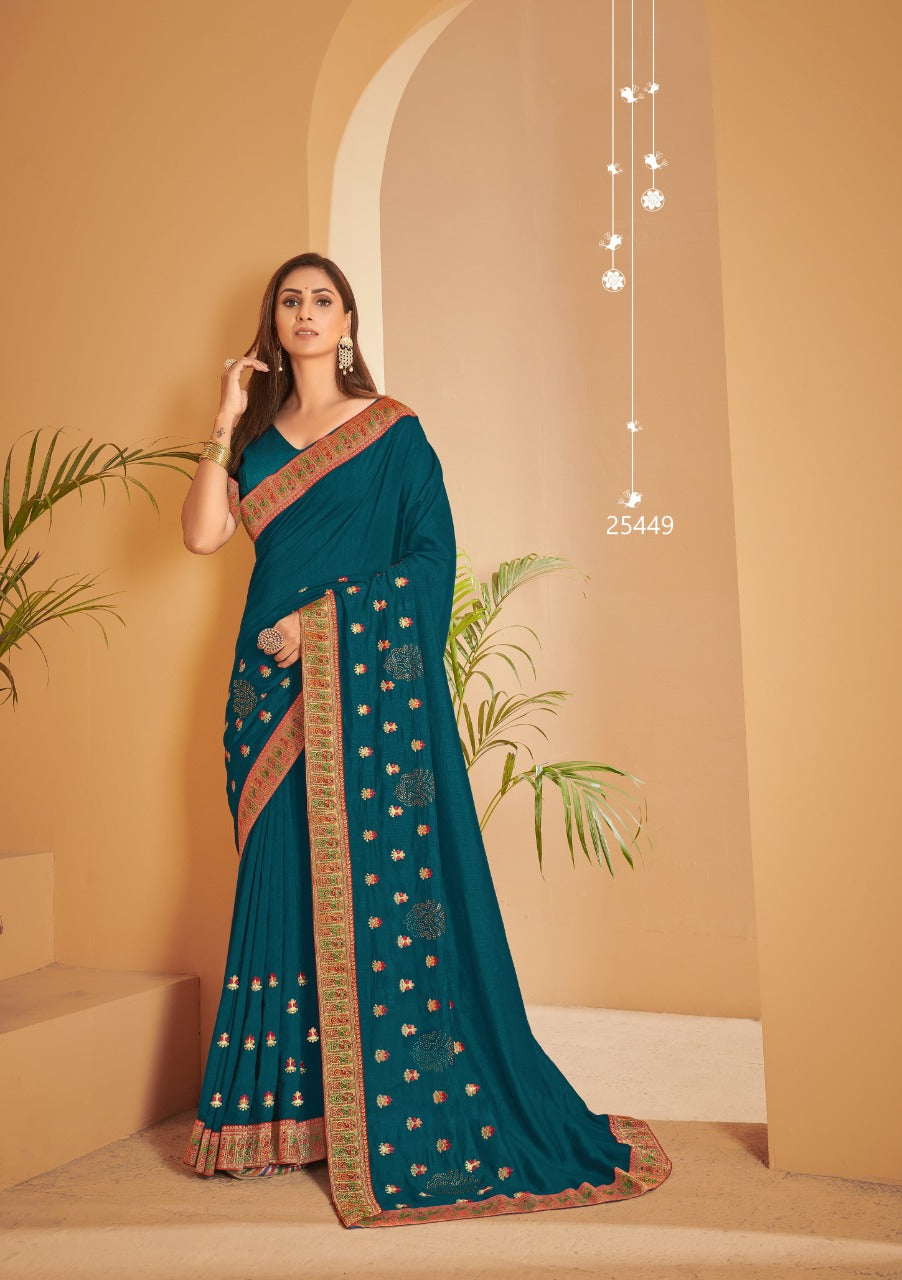 Vishalakshi Designer Georgette Saree with Intricate Border & Butti Embroidery