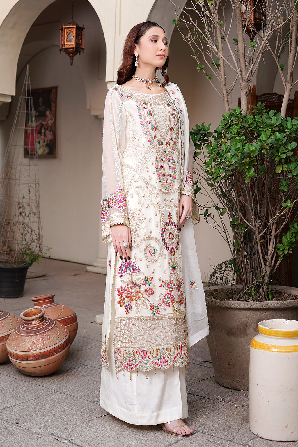 Maryam's AARZU– Luxury Embroidered Chiffon 3-Piece Suit