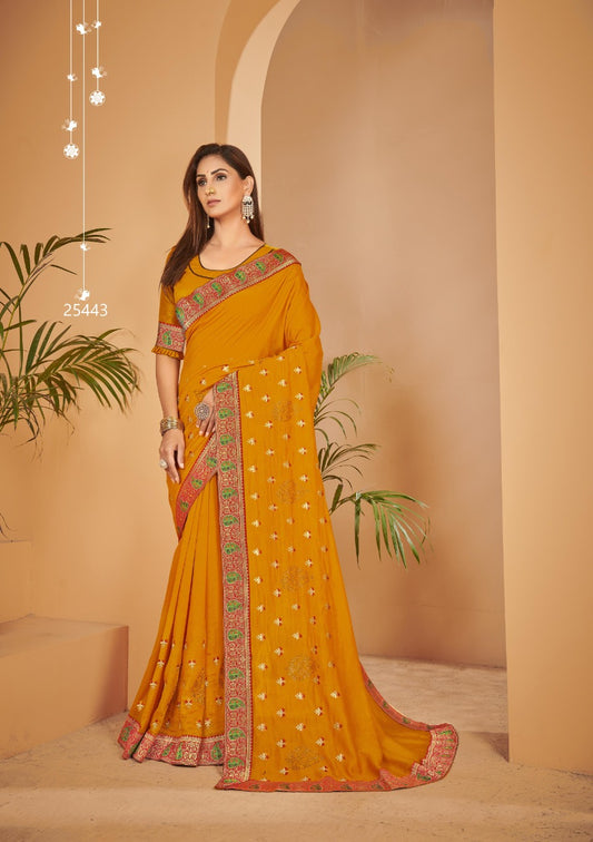 Vishalakshi Designer Georgette Saree with Intricate Border & Butti Embroidery