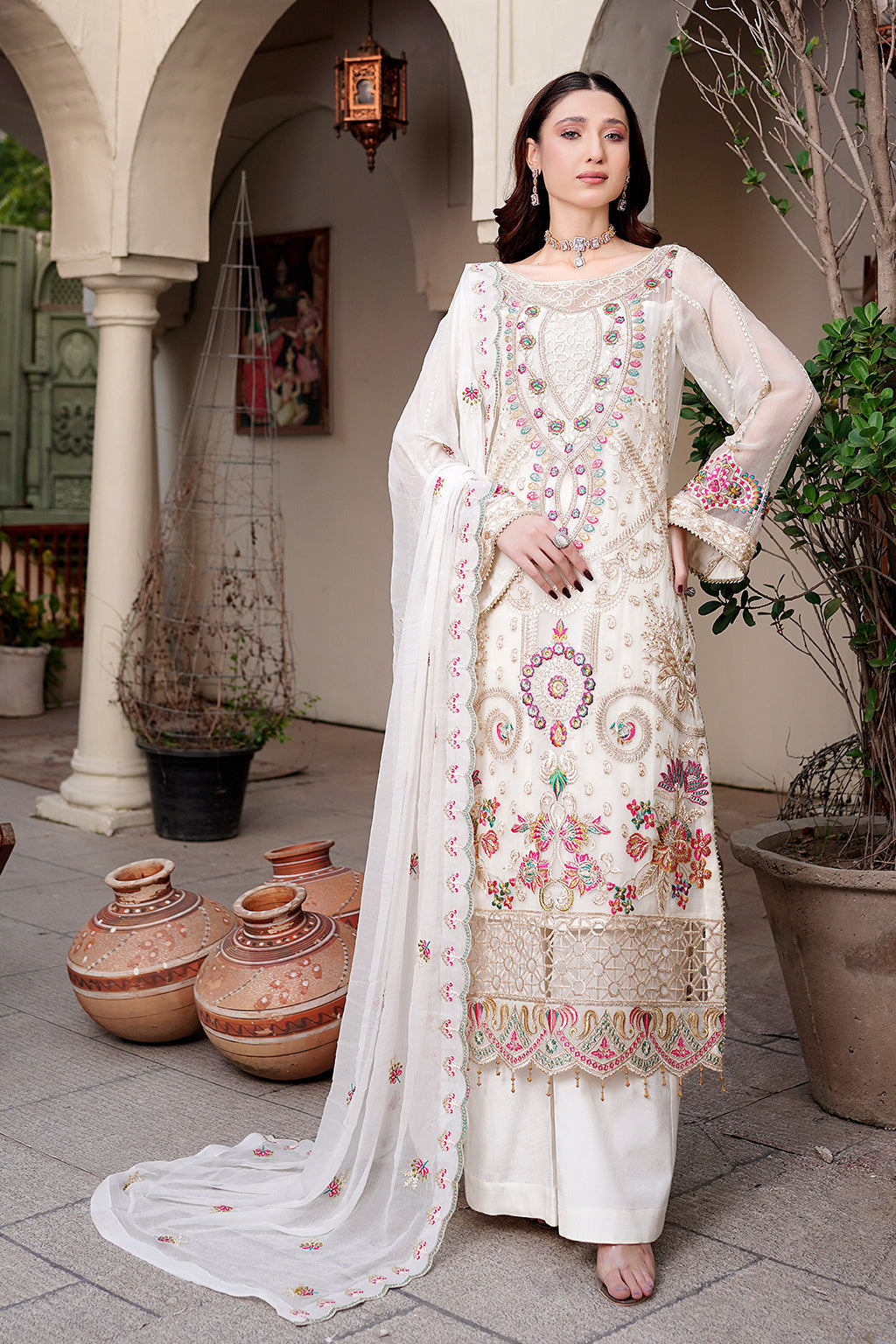 Maryam's AARZU– Luxury Embroidered Chiffon 3-Piece Suit