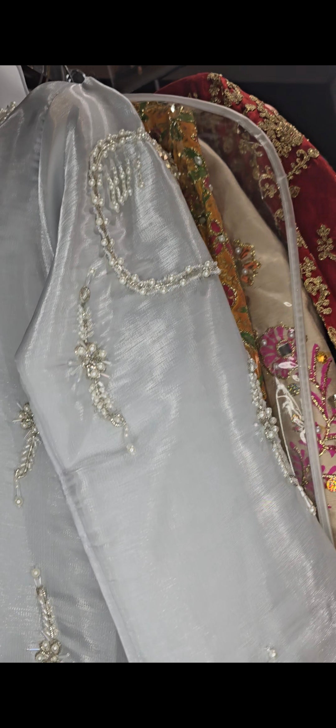 Silver Gray Shisha Silk Three-Piece Ensemble
