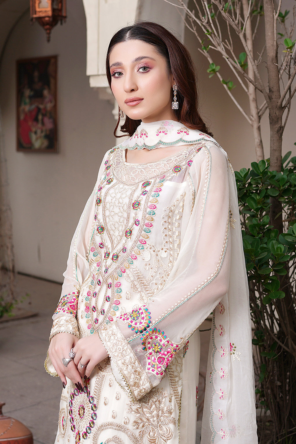Maryam's AARZU– Luxury Embroidered Chiffon 3-Piece Suit