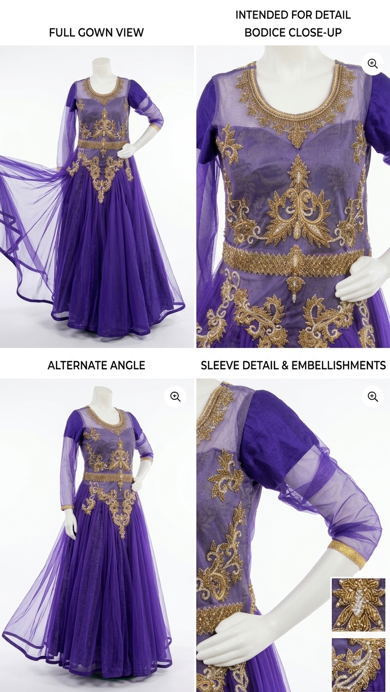 Royal Purple & Gold Embellished Anarkali Gown