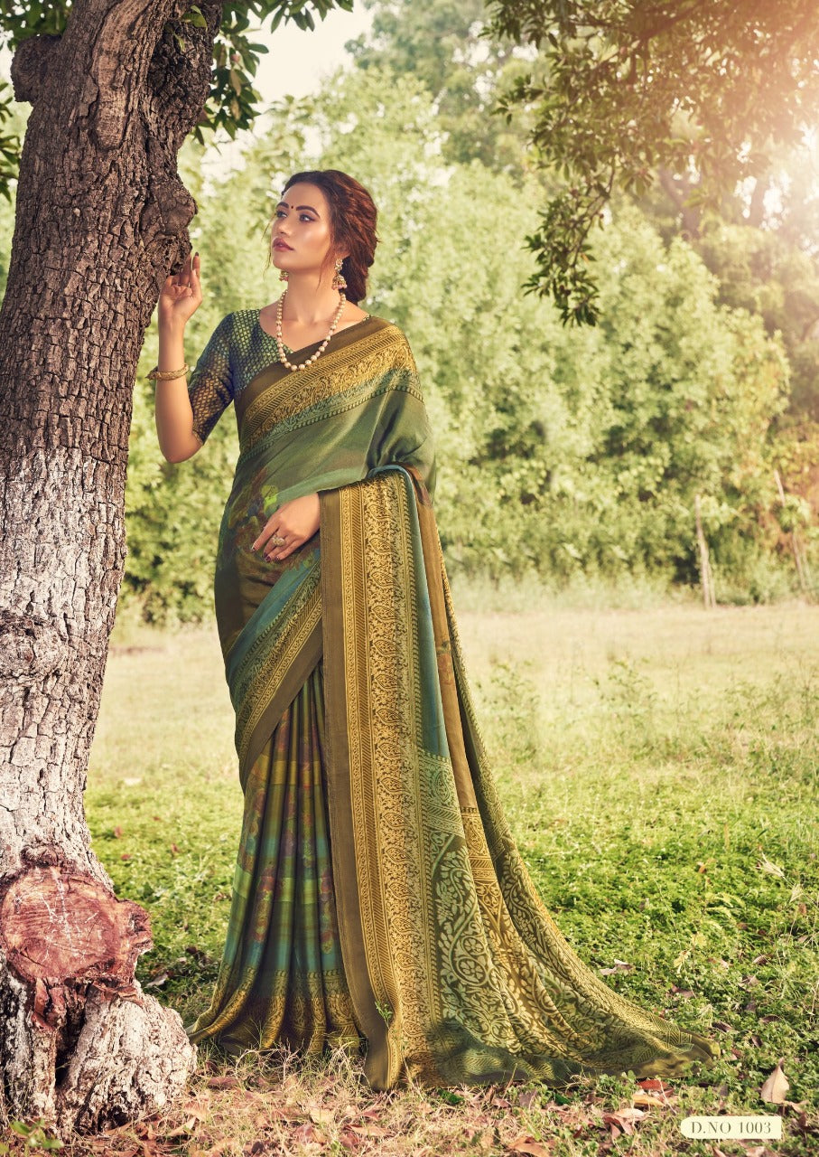 Vallabhi Prints Embroidered Silk Blend Saree Set with Stitched Blouse