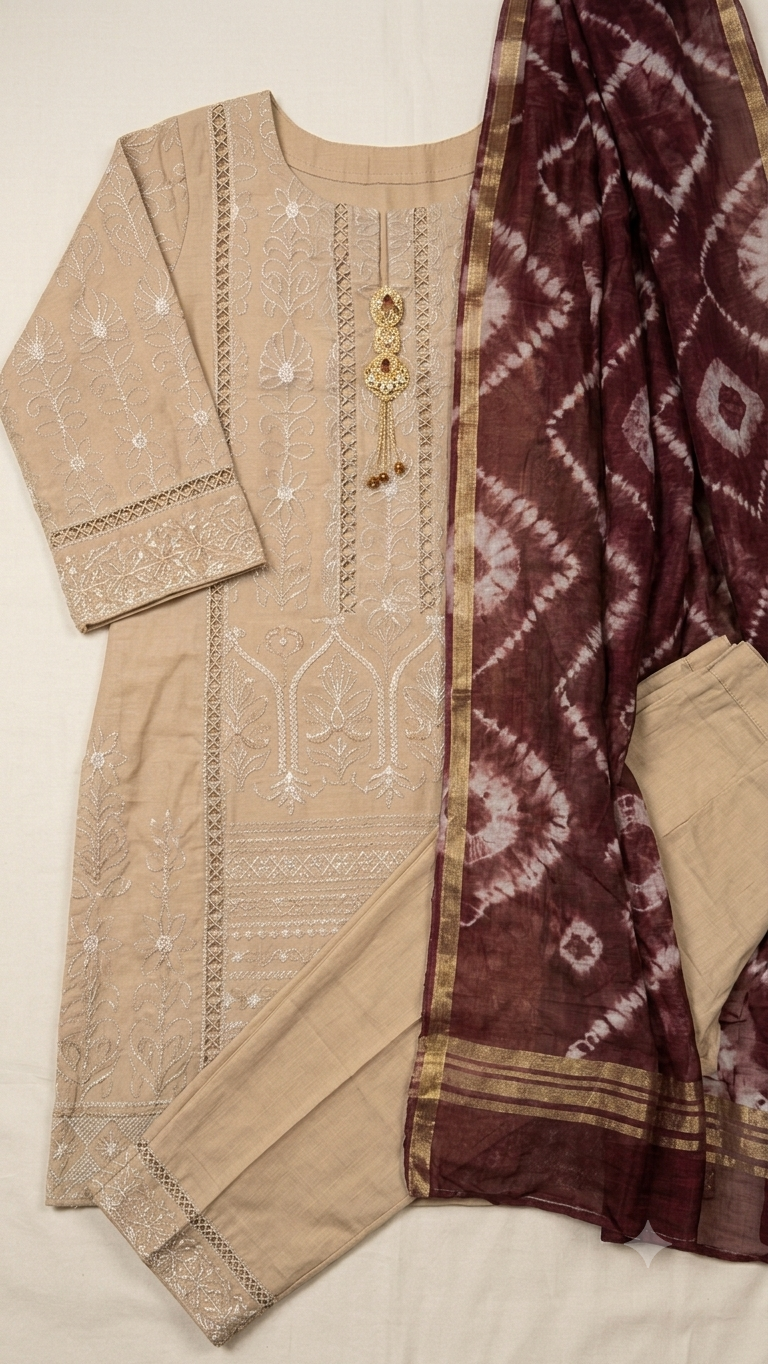 Tawakkal Fabrics "Aafreen" Embroidered Organza 3-Piece Suit