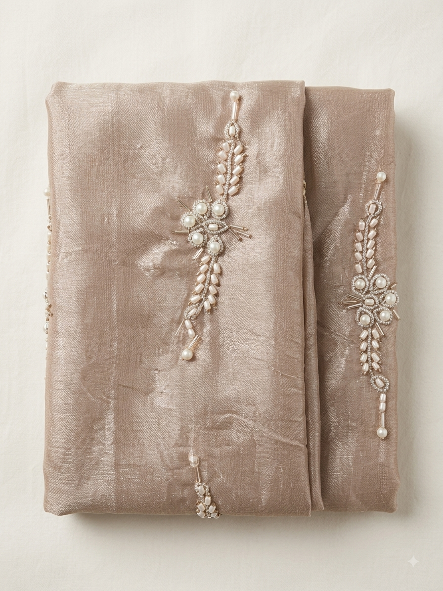 Soft Rose Pink Shisha Silk Three-Piece Ensemble