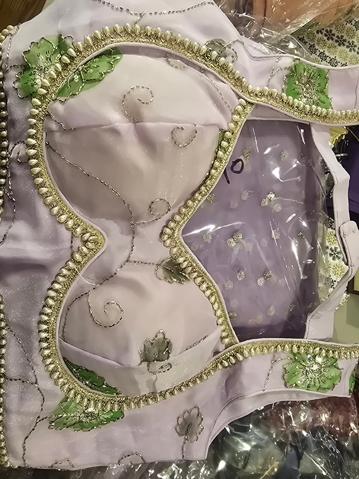 Luxury Hand-Painted Organza Lehenga Set with Embellished Choli & Dupatta