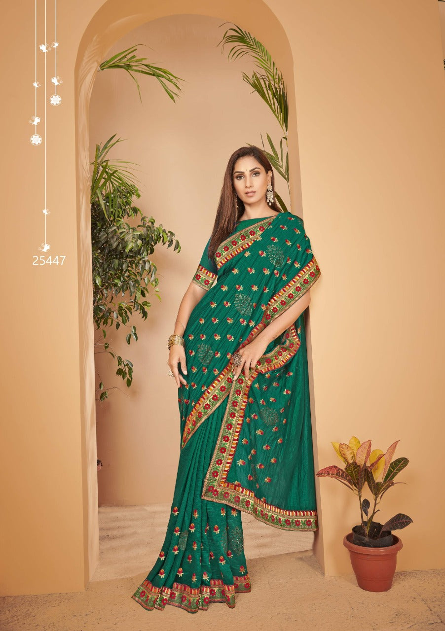 Vishalakshi Designer Georgette Saree with Intricate Border & Butti Embroidery
