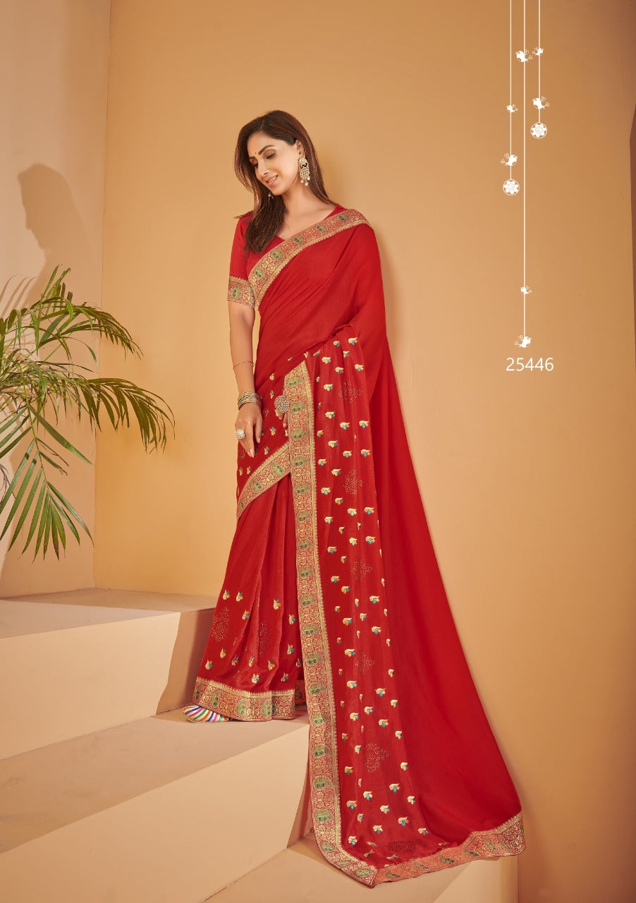 Vishalakshi Designer Georgette Saree with Intricate Border & Butti Embroidery