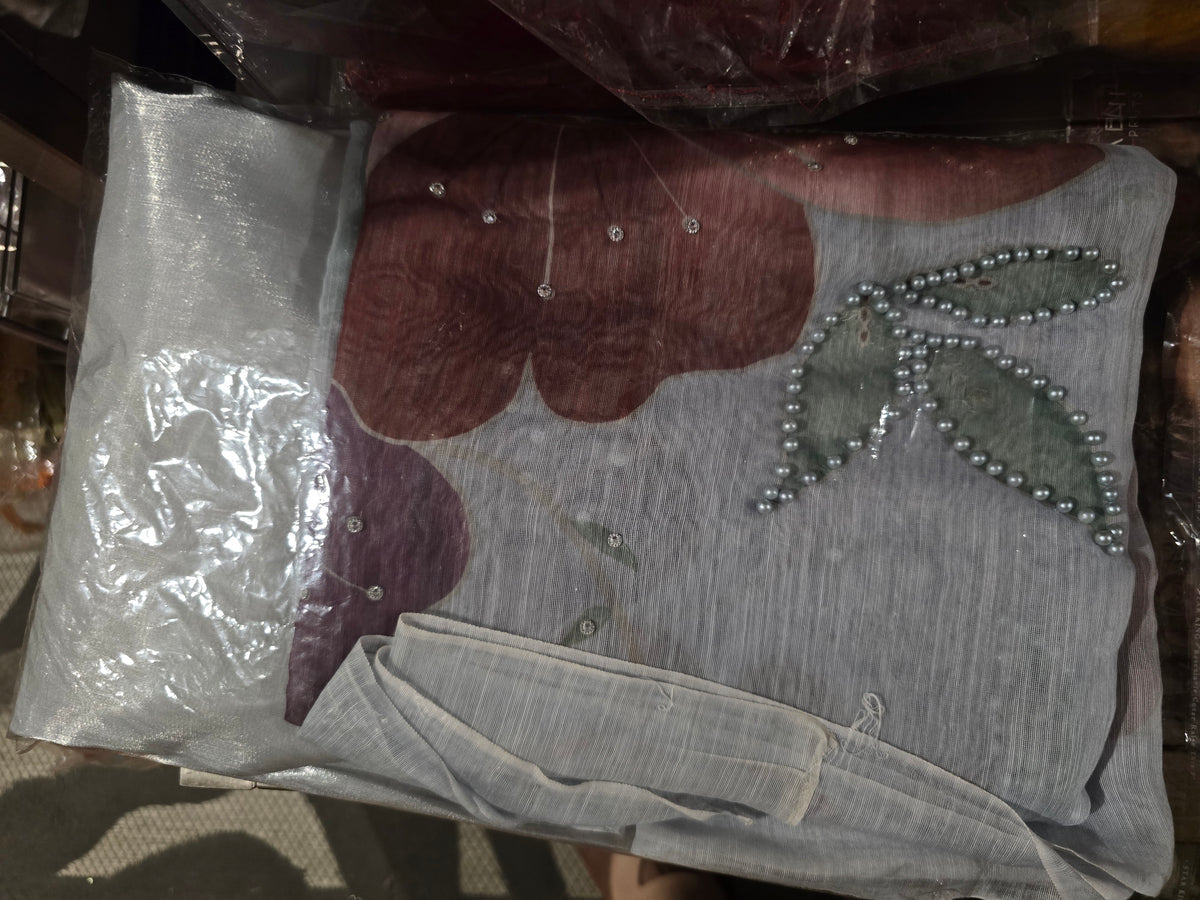 Silver Gray Shisha Silk Three-Piece Ensemble