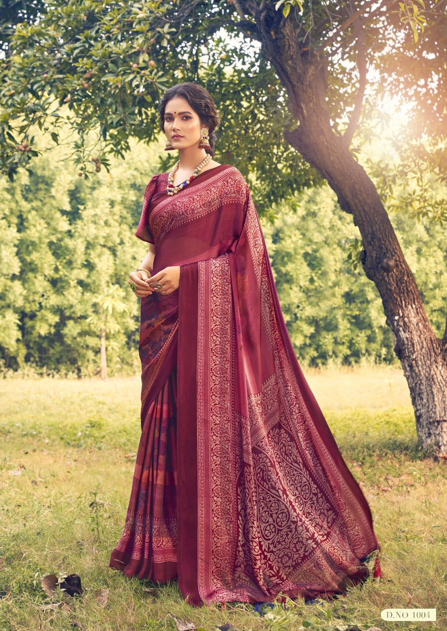 Vallabhi Prints Embroidered Silk Blend Saree Set with Stitched Blouse