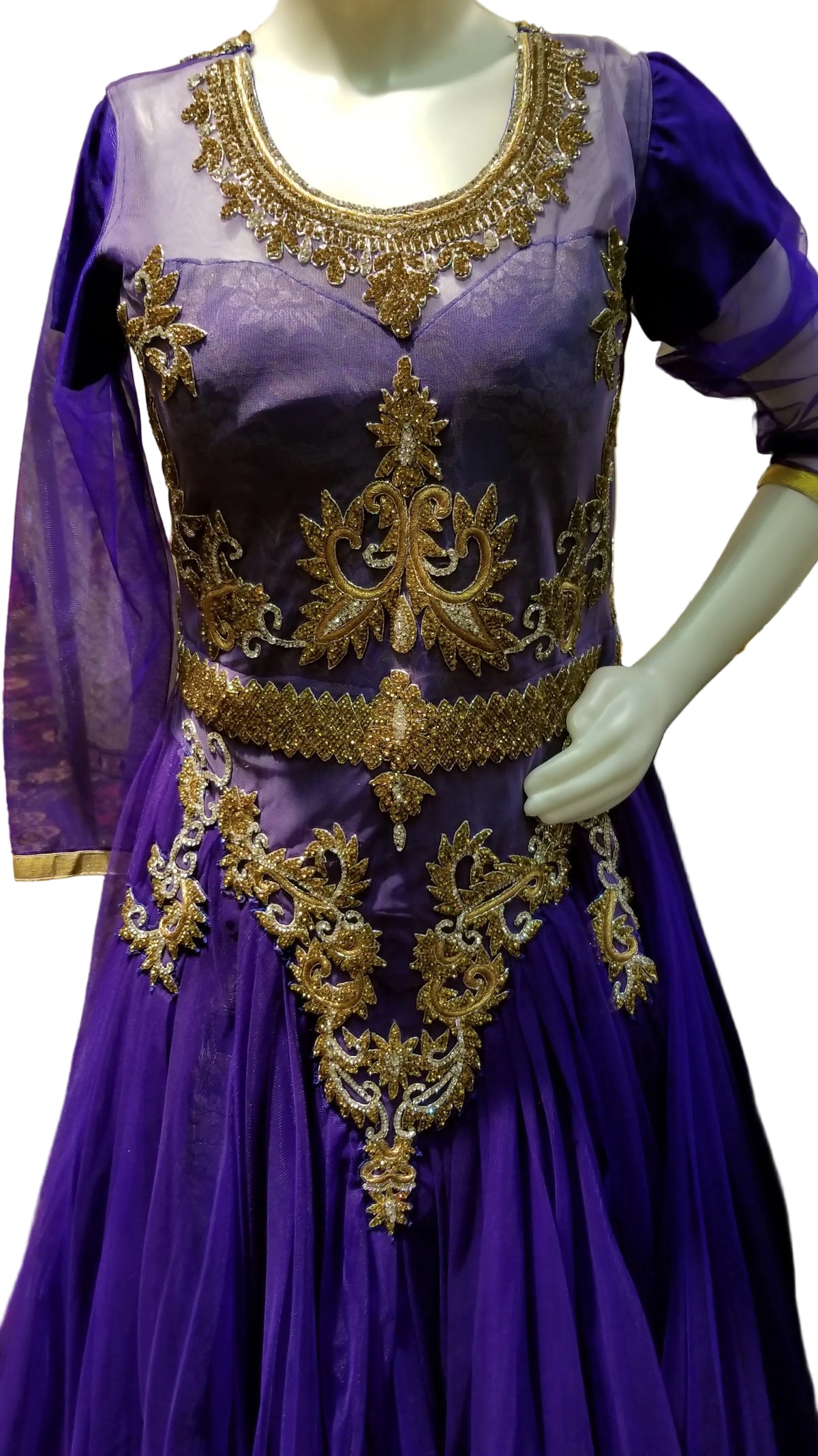 Royal Purple & Gold Embellished Anarkali Gown