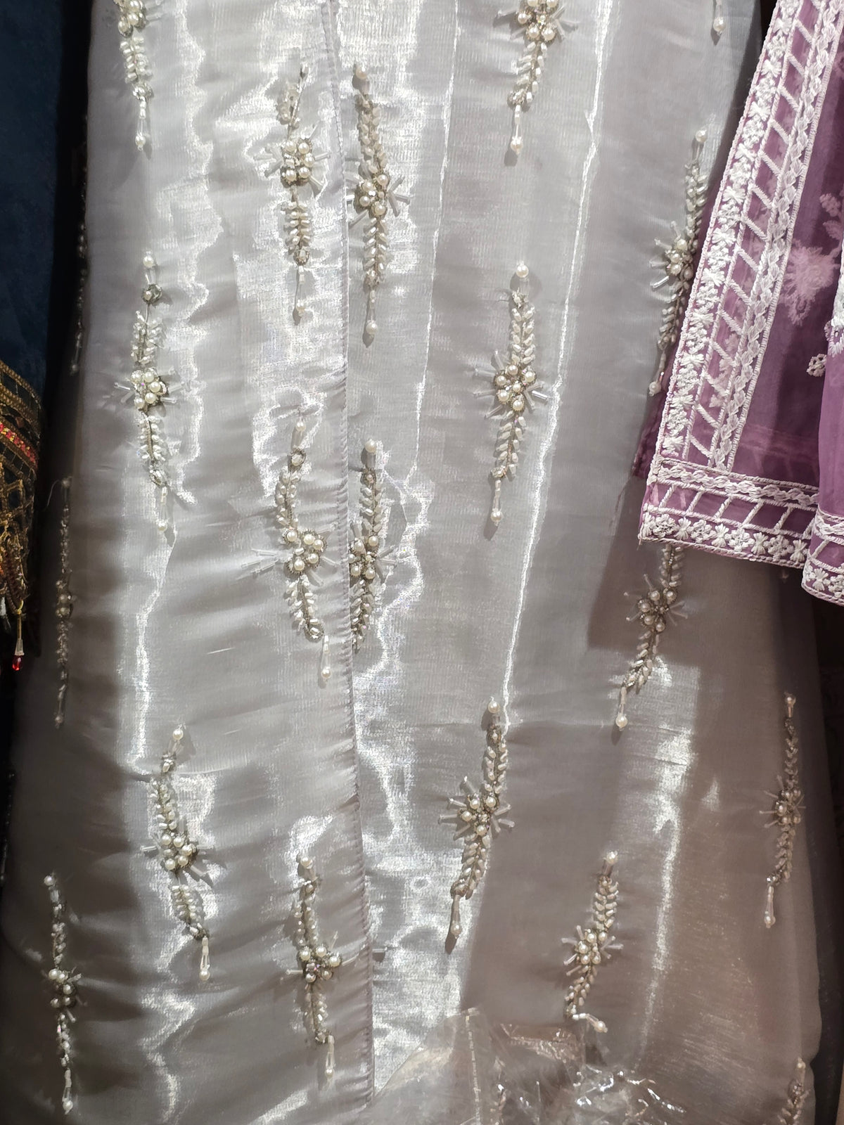 Silver Gray Shisha Silk Three-Piece Ensemble