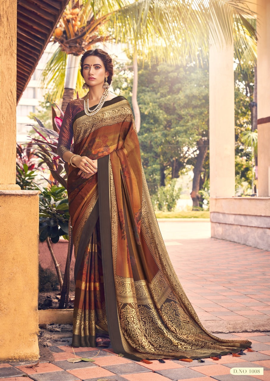 Vallabhi Prints Embroidered Silk Blend Saree Set with Stitched Blouse