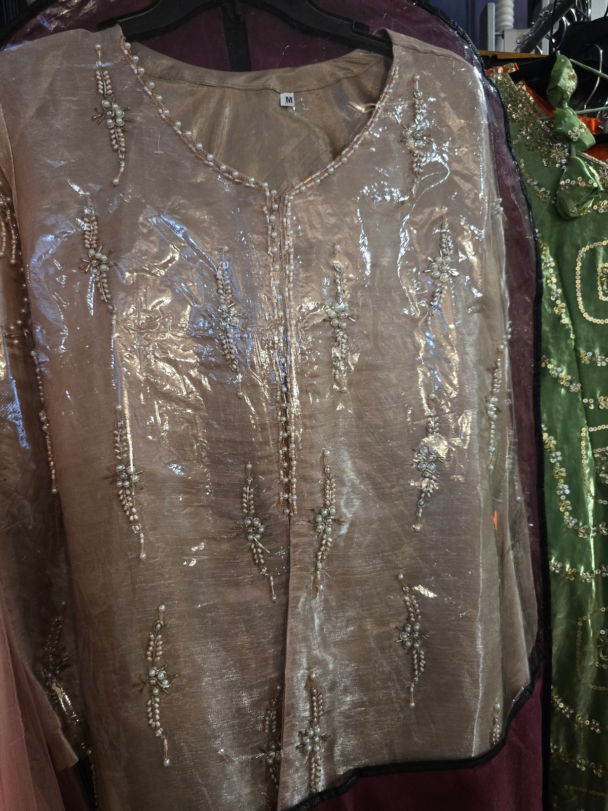 Soft Rose Pink Shisha Silk Three-Piece Ensemble