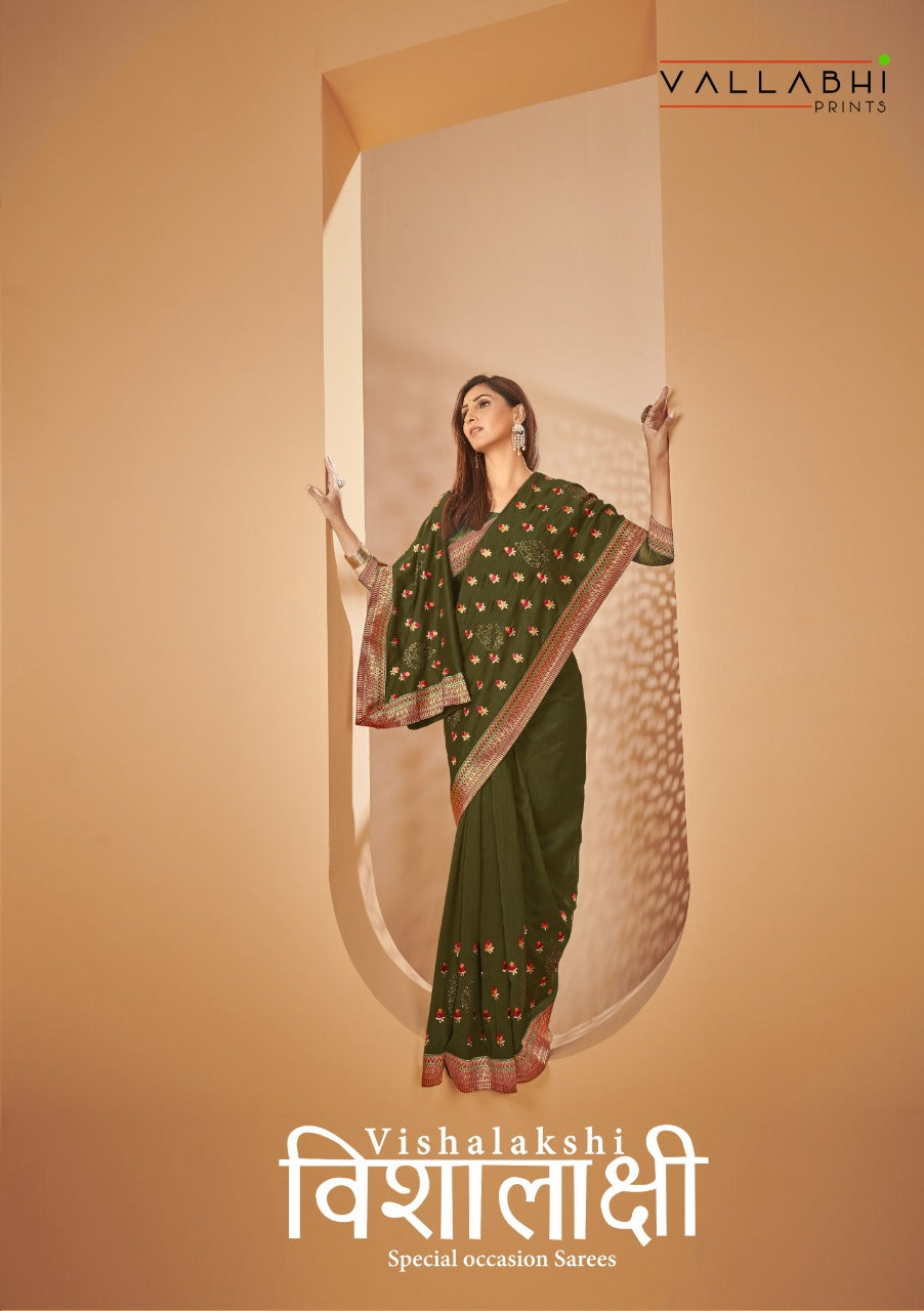 Vishalakshi Designer Georgette Saree with Intricate Border & Butti Embroidery