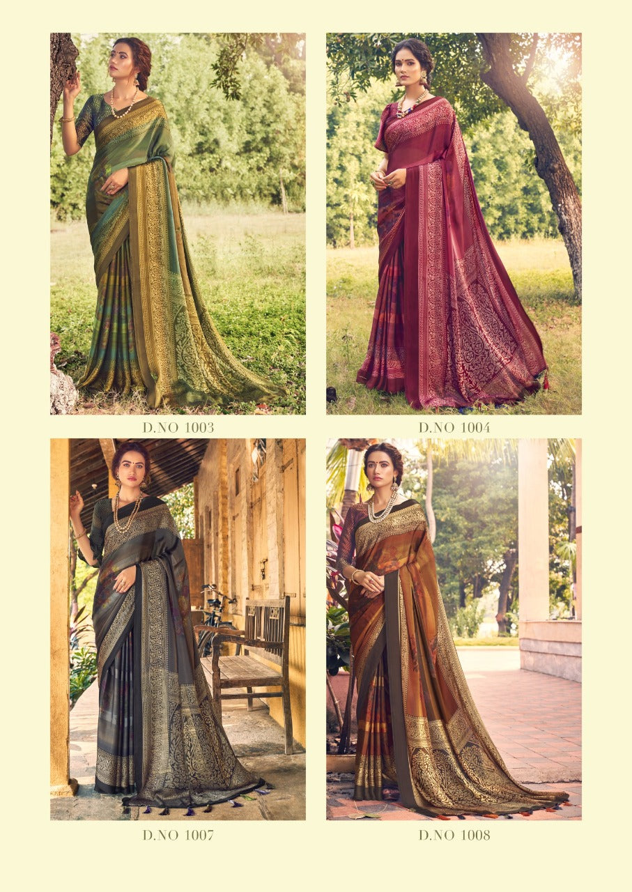 Vallabhi Prints Embroidered Silk Blend Saree Set with Stitched Blouse