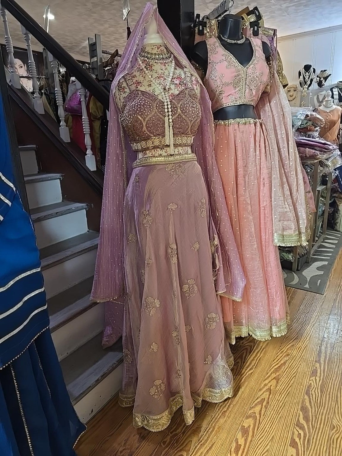 Luxury Milky Lilac Crushed Organza Hand-Embroidered Lehenga Set