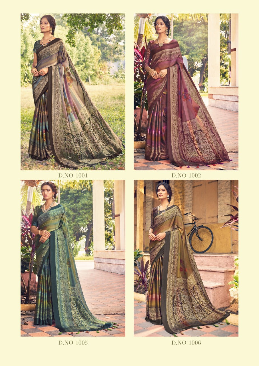Vallabhi Prints Embroidered Silk Blend Saree Set with Stitched Blouse